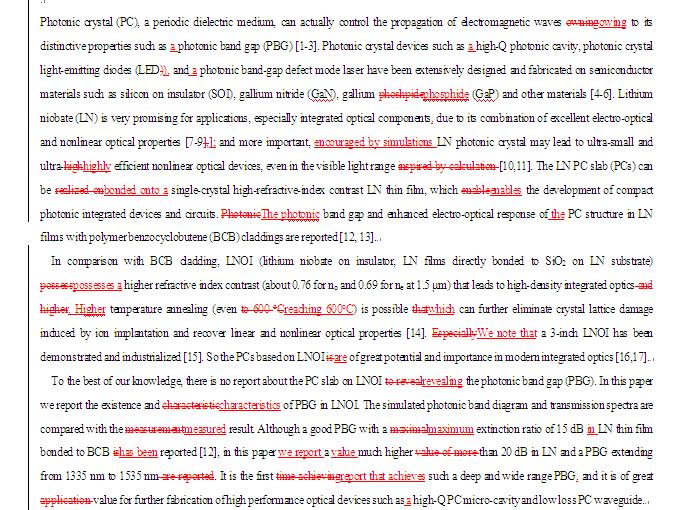 SCI论文英语润色范例，Optics letters（ IF 3.179）发表案例